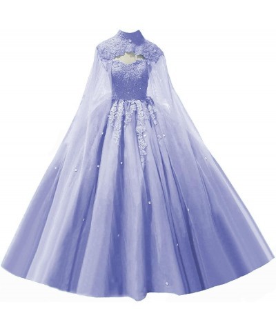 Women's Sweetheart Quinceanera Dresses with Cape Puffy Tulle Lace Ball Gown Beaded Prom Dress for Sweet 15 16 XXF025 Lavender...