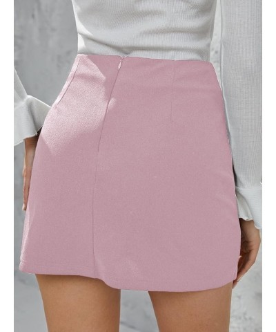 Women's High Waist Split Hem Skort Zip Back Plain Skirt Shorts Black Pink Solid $23.48 Skorts