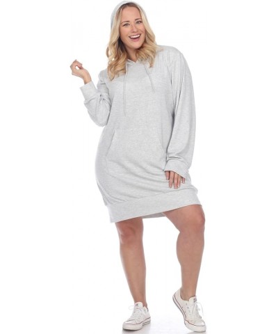 Women's Plus Size Long Sleeve Hoodie Style Sweater Dress Heather Grey $18.51 Dresses