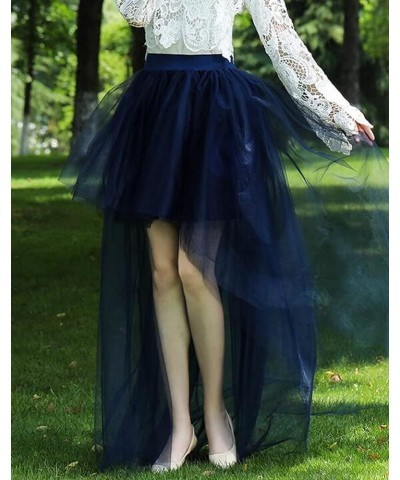 Women Long Overlay Tulle Skirt Sex Slide High Low Party Overskirt Dark Green $24.92 Skirts