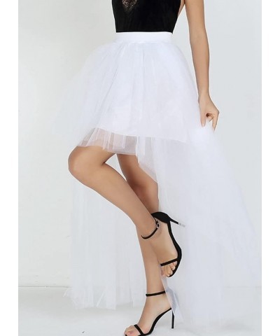 Women Long Overlay Tulle Skirt Sex Slide High Low Party Overskirt Dark Green $24.92 Skirts