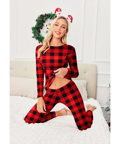 Women's Thermal Underwear Sets Micro Fleece Lined Long Johns Base Layer Thermals 2 Pieces Set S-XXL Red & Black Plaid $12.41 ...