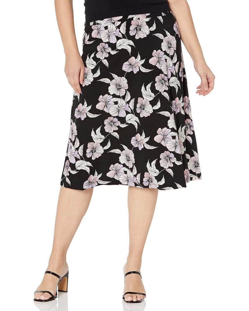 Women's Plus Size MIDI Skirt, Black Multi $13.06 Skirts