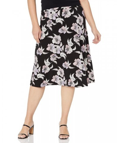 Women's Plus Size MIDI Skirt, Black Multi $13.06 Skirts