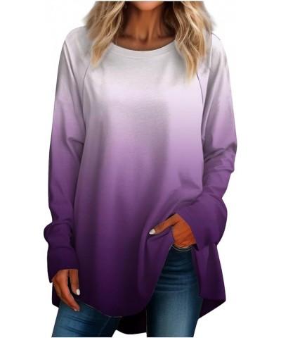 Tunic Tops for Women Loose Fit Dressy Clothes for Leggings Fall Shirts Long Sleeve Crew Neck Pullover Blouses Db-light Purple...