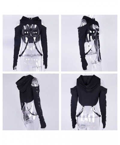 Gothic Hoodie Crop Tops for Women Long Sleeve Sexy Sweatshirt Black Hoodie $18.89 Hoodies & Sweatshirts