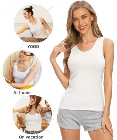 Womens Sleeveless Tank Tops Layering Tanks Undershirt Tank Top 3-4 Pack Black/Dark Blue/White/Apricot $13.95 Tanks