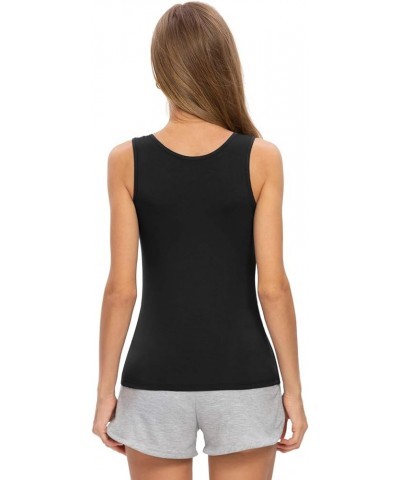 Womens Sleeveless Tank Tops Layering Tanks Undershirt Tank Top 3-4 Pack Black/Dark Blue/White/Apricot $13.95 Tanks