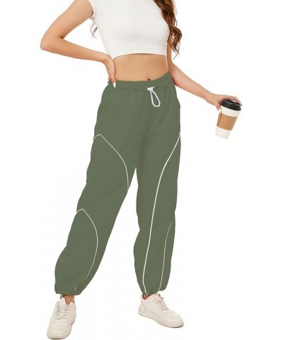 Cargo Pants Women Parachute Pants Y2K Baggy Casual High Waist Wide Leg Track Pants Streetwear Army Green $9.75 Pants