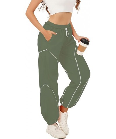 Cargo Pants Women Parachute Pants Y2K Baggy Casual High Waist Wide Leg Track Pants Streetwear Army Green $9.75 Pants