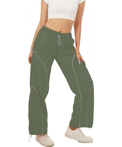 Cargo Pants Women Parachute Pants Y2K Baggy Casual High Waist Wide Leg Track Pants Streetwear Army Green $9.75 Pants