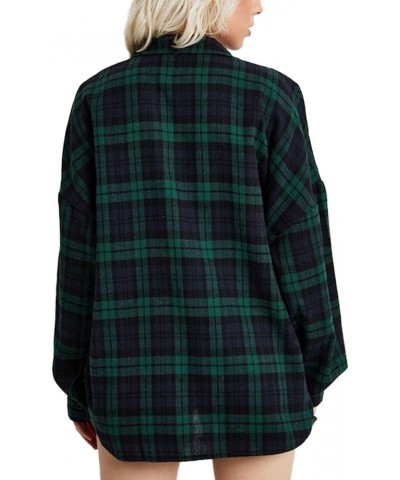 Womens Flannel Plaid Shirts New Long Sleeve Button Down Long Casual Shirt Jacket A-green 01 $10.25 Blouses