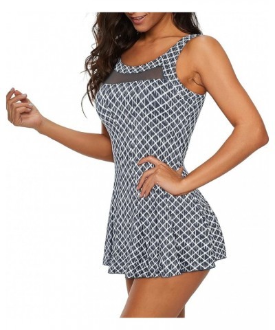 Womens Swimsuits Tummy Control Swim Dress One Piece Swimsuit Plus Size Swimwear V Neck Bathing Suits Swim Dress Grey $15.69 S...