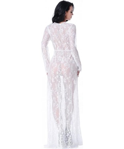 Women's Sexy See-Through Lace Babydoll Nightwear Long Gown Lingerie Dress White $14.50 Others