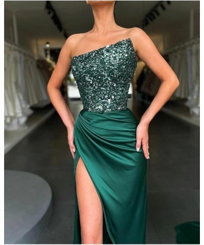 Sexy Sequin Mermaid Prom Dress Sleeveless Long Satin Evening Gown with Slit Plus Size Blush Pink $42.75 Dresses