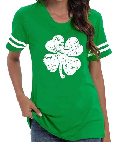 2024 St Patricks Day Shirts Funny Lucky Shamrock Tee Womens Green Theme Crew Neck Tee Summer Short Sleeve Tee Tops Greenstrip...