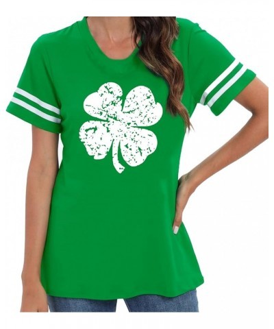 2024 St Patricks Day Shirts Funny Lucky Shamrock Tee Womens Green Theme Crew Neck Tee Summer Short Sleeve Tee Tops Greenstrip...