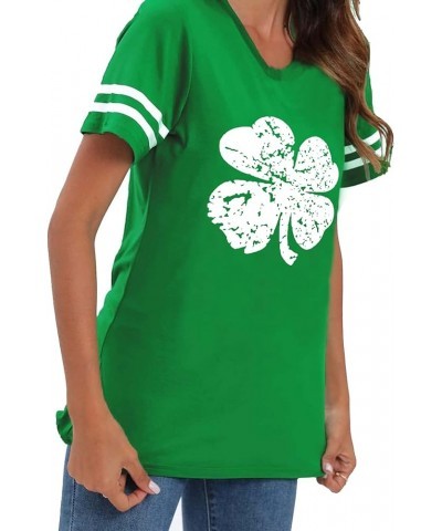 2024 St Patricks Day Shirts Funny Lucky Shamrock Tee Womens Green Theme Crew Neck Tee Summer Short Sleeve Tee Tops Greenstrip...