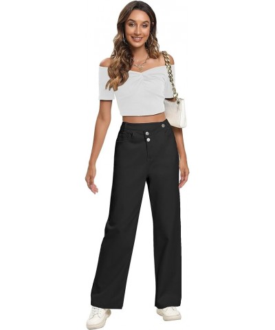 Jeans Women High Waist Wide Leg Baggy Jeans Boyfriends Stretch Denim Pants Black $28.19 Jeans