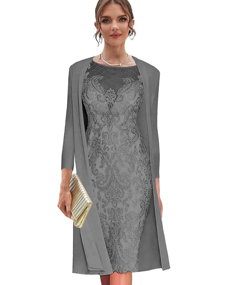 Women's Lace Mother of The Bride Dresses with Jackets for Wedding 2 Pieces Long Sleeve Formal Dress Evening Gown Grey $57.50 ...