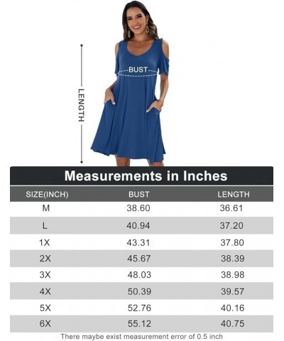 Womens Plus Size Short Sleeve Cold Shoulder V Neck T-Shirt Dress with Pockets Steelblue $15.65 Dresses