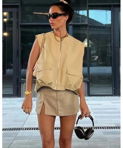 Fall Sleeveless Jacket Vest Women O-Neck Loose Vests Female Casual Ladies Basic Waistcoat Tops Streetwear Fashion (Color : St...