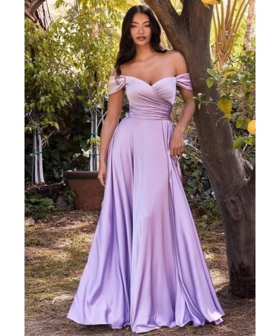 Womens Off Shoulder Prom Dresses Satin Long Formal Wedding Guest Party Gowns Dress with Slit Coral $32.44 Dresses