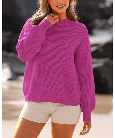 Women's Casual Long Sleeve Pullover Sweaters Crew Neck Oversized Ribbed Knit 2024 Fall Winter Sweater Jumper Tops Solid Dark ...