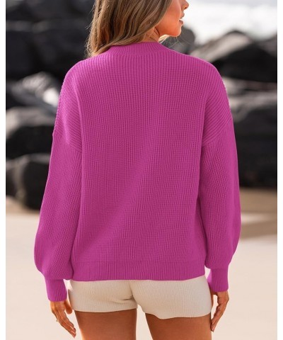 Women's Casual Long Sleeve Pullover Sweaters Crew Neck Oversized Ribbed Knit 2024 Fall Winter Sweater Jumper Tops Solid Dark ...