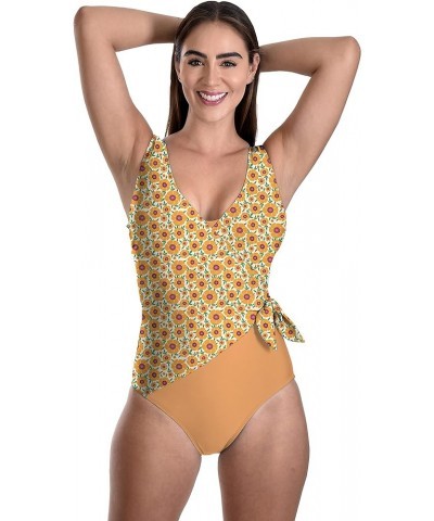 Swimsuit for Women Classic One Piece Attractive Body Shaping Tummy Control with Side Bunny Tie Sunflower/Marigold $21.58 Swim...