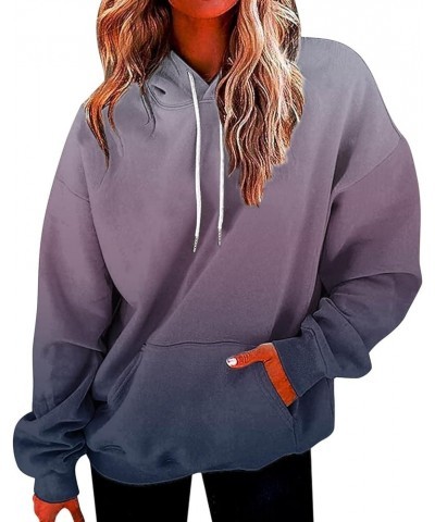 Womens Oversized Sweatshirt Gradient Color Hoodies Long Sleeve Sweaters Pullover Fall Clothes with Pocket A18-grey $4.20 Hood...