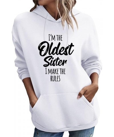 Sister Rules Hoodies Women I'm The Youngest/Middle/Oldest Sister Funny Matching Shirts Casual Hooded Sweatshirts 07white (Old...