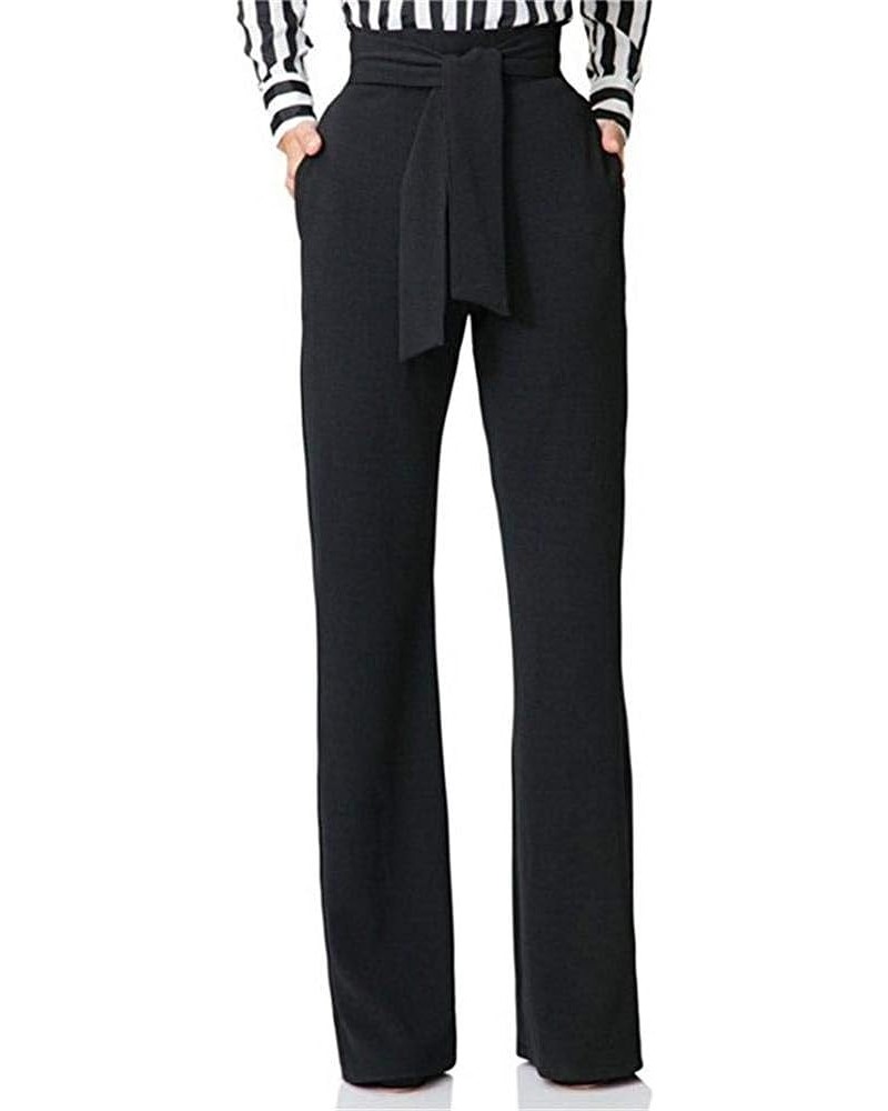 Women's Stretchy High Waisted Wide Leg Pants Business Work Leggings for Office Black $15.84 Pants