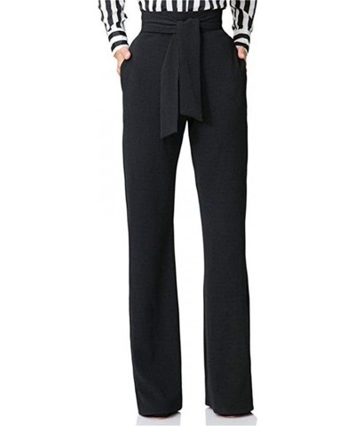 Women's Stretchy High Waisted Wide Leg Pants Business Work Leggings for Office Black $15.84 Pants