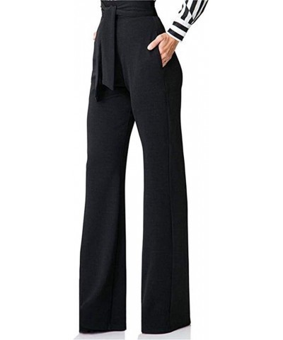 Women's Stretchy High Waisted Wide Leg Pants Business Work Leggings for Office Black $15.84 Pants