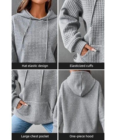 Womens Waffle Pullover Hoodies Soild Color Casual Long Sleeve Sweatshirts Lightweight Fashiontops with Pocket White $15.84 Ho...