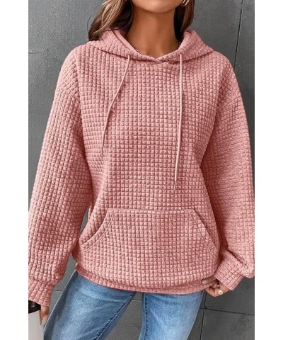 Womens Waffle Pullover Hoodies Soild Color Casual Long Sleeve Sweatshirts Lightweight Fashiontops with Pocket White $15.84 Ho...