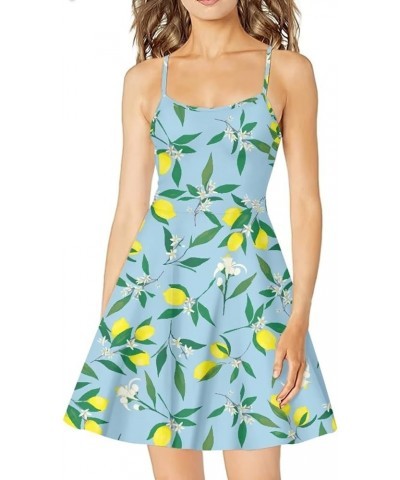 Women Girls Sleeveless Swing Dress Casual Beach Sundresss Lemon Print $12.41 Dresses