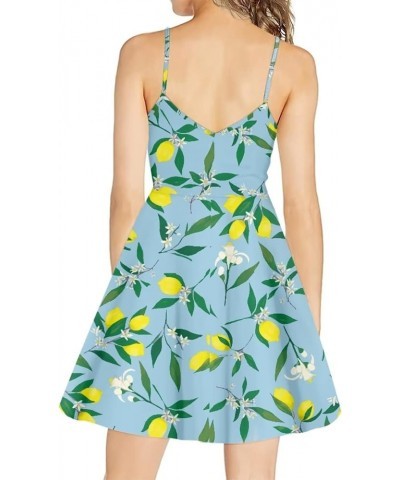 Women Girls Sleeveless Swing Dress Casual Beach Sundresss Lemon Print $12.41 Dresses