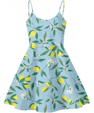 Women Girls Sleeveless Swing Dress Casual Beach Sundresss Lemon Print $12.41 Dresses