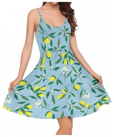 Women Girls Sleeveless Swing Dress Casual Beach Sundresss Lemon Print $12.41 Dresses