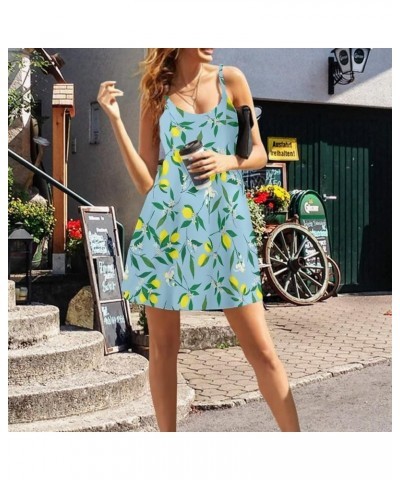 Women Girls Sleeveless Swing Dress Casual Beach Sundresss Lemon Print $12.41 Dresses