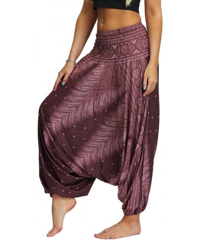 Women's Casual Boho Printed Loose Baggy Gypsy Hippie Yoga Harem Pants Boho Feather $13.43 Pants