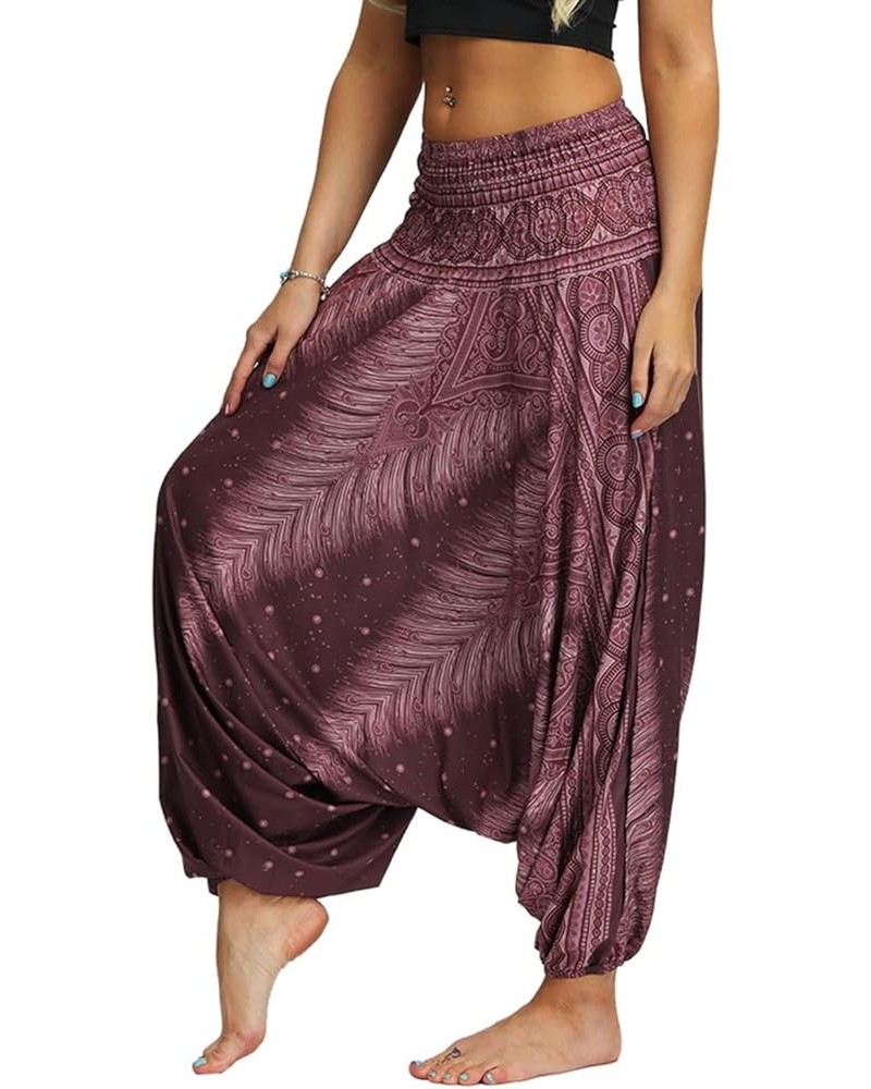 Women's Casual Boho Printed Loose Baggy Gypsy Hippie Yoga Harem Pants Boho Feather $13.43 Pants