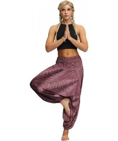 Women's Casual Boho Printed Loose Baggy Gypsy Hippie Yoga Harem Pants Boho Feather $13.43 Pants