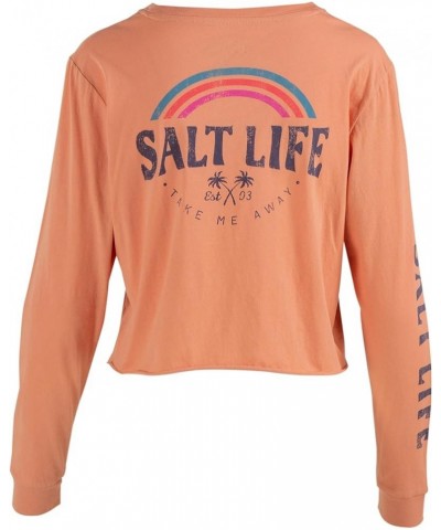 Women's Take Away Long Sleeve Cropped Tee Desert Clay $18.08 Activewear