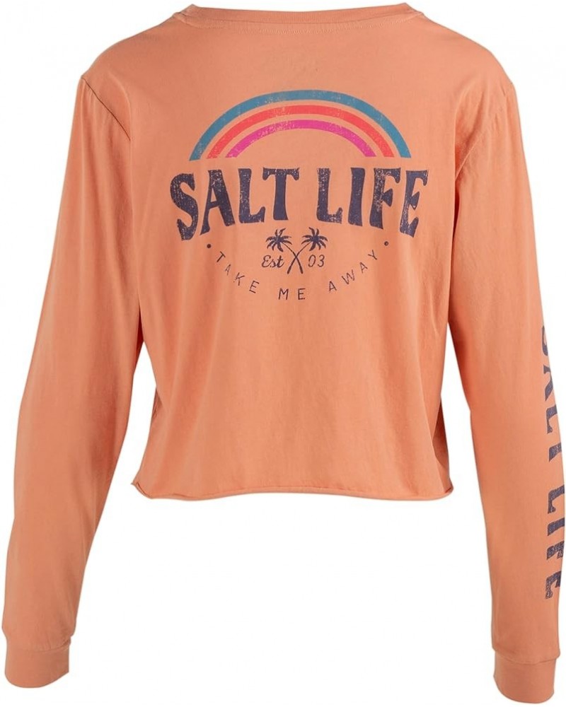 Women's Take Away Long Sleeve Cropped Tee Desert Clay $18.08 Activewear