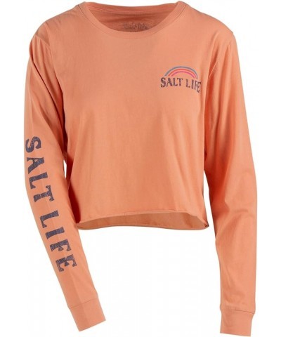 Women's Take Away Long Sleeve Cropped Tee Desert Clay $18.08 Activewear