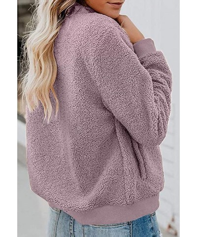 Women's Sherpa Fleece Jacket Faux Fuzzy Long Sleeve Casual Zip Up Bomber Coat Taro $24.01 Jackets