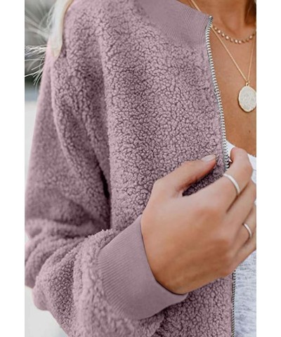 Women's Sherpa Fleece Jacket Faux Fuzzy Long Sleeve Casual Zip Up Bomber Coat Taro $24.01 Jackets